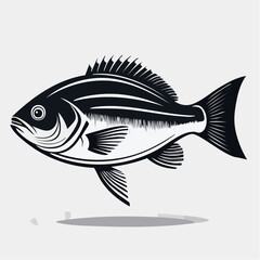 Simple Fish Vector Images. A stunning black and white Fish vector illustration