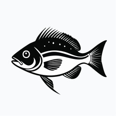 Simple Fish Vector Images. A stunning black and white Fish vector illustration