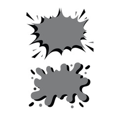 Dynamic Grey Pop Art Explosion and Organic Liquid Splatter Shapes Vector Set for Graphic Design Projects and Creative Assets