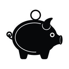 Piggy Bank Side View With Coin Slot Outline Vector Illustration