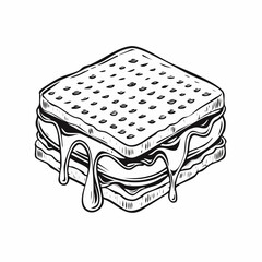 Smores Sandwich Dripping Image Vector Isolated on white background.