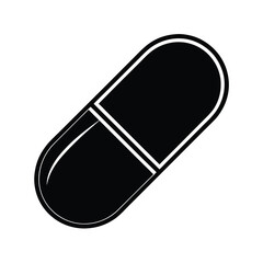 Pill Capsule Split In Half Outline Vector Illustration
