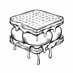 Smores Sandwich Dripping Image Vector Isolated on white background.