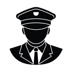 Police Officer Head With Cap Outline Vector Illustration