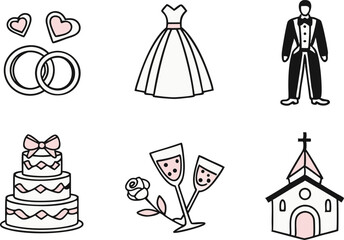 Elegant Wedding Clipart Set for Invitations. Hand Drawn Wedding Clipart Collection. Romantic Wedding Icons Clipart Bundle. Wedding Elements Clipart Pack for Crafts. Cute Wedding Clipart Set for Cards