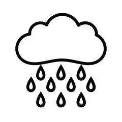 Rain Cloud Cloud With Falling Raindrops Outline Vector Illustration