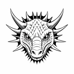 Face Thorny Dragon Image Illustration on white background.