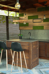 Outdoor kitchen design. High quality photo