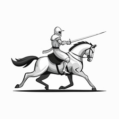 Knights on horseback fight Image vector isolated on white background.