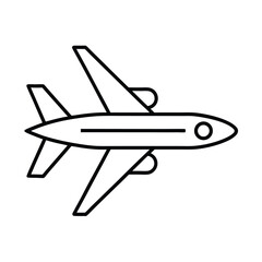 Simple Airplane Side View With Wings Outline Vector Illustration