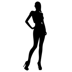Set of Beautiful Fashion Girl Silhouettes &ndash; Stylish Female Figures on White Background

