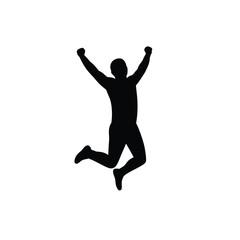 Black Silhouette Vector Happy Jumping Man Icon