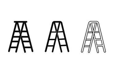 Ladder vector silhouette white background  