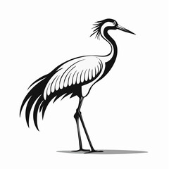 Crane Bird Vector Images. Majestic Crane Stork Images isolated on white background