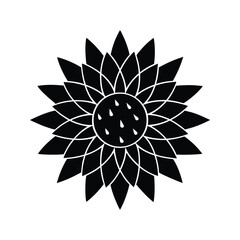 Simple Cactus Flower Round Petals Outline Vector Illustration