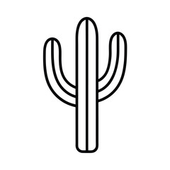 Simple Cactus Tall With Thorns Outline Vector Illustration