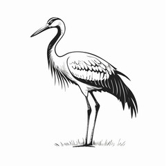 Crane Bird Vector Images. Majestic Crane Stork Images isolated on white background