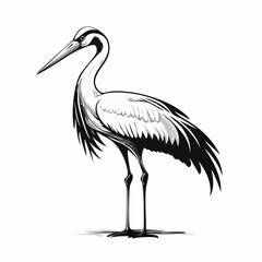 Crane Bird Vector Images. Majestic Crane Stork Images isolated on white background