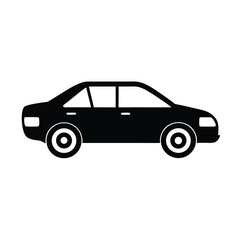 Simple Car Side View Two Wheels Outline Vector Illustration