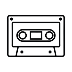 Simple Cassette Tape Rectangular With Reels Outline Vector Illustration