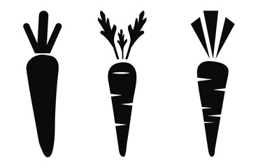 Carrot silhouette  set vector  white background  