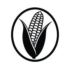 Obraz premium Simple Corn Cob Oval With Kernels Outline Vector Illustration
