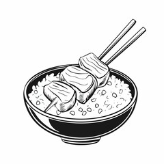 Satay Chicken Rice Vector Image Isolated on white background.