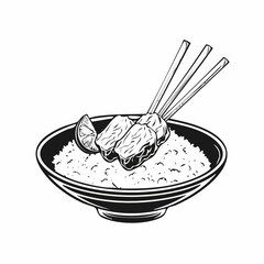 Satay Chicken Rice Vector Image Isolated on white background.