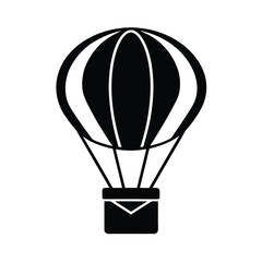 Fototapeta premium Simple Hot Air Balloon Round Envelope And Basket Outline Vector Illustration