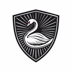 Unique Elegant Swan Logo Shield Stock Vector Isolated on white background.