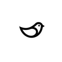Black minimalist bird silhouette vector icon white background 1