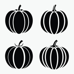 pumpkin silhouette, autumn leaves vector, black pumpkin shape, seasonal vegetable outline