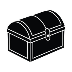 Simple Treasure Chest Rectangular With Lid Outline Vector Illustration