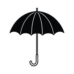 Simple Umbrella Curved Top And Handle Outline Vector Illustration