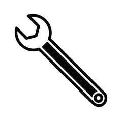 Simple Wrench Open End And Straight Handle Outline Vector Illustration