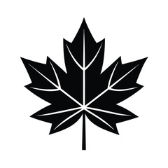 Single Maple Leaf With Thick Base Outline Vector Illustration