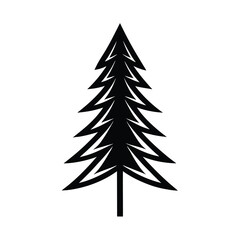 Single Pine Tree Triangular Shape Outline Vector Illustration