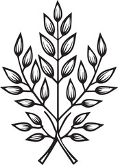 Botanical Elegance: A minimalist illustration of a plant sprig, rendered in striking black and white, captures the essence of nature's beauty with simplicity.