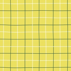 Simple Wavy Neutral Grid Pattern Sunny Yellow. Calm Organic Subtle Neutral Plaid Seamless Line Pattern Background. Modern Checkered Pattern Soft Green White Yellow.