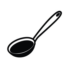 Spoon Oval Bowl And Straight Handle Outline Vector Illustration