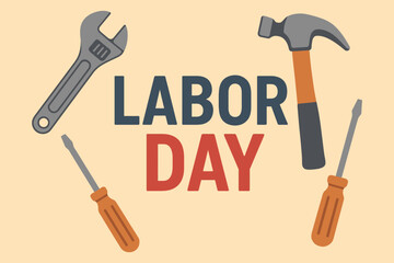 Labor day tools illustration flat design
