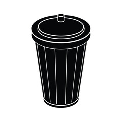 Tree Round Canopy And Straight Trunk Outline Vector Illustration