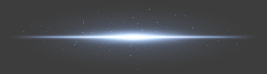 Blue luminous flare. Central beam with scattered particles and smooth glow on dark gray background, used for fantasy, digital energy, UI visuals.