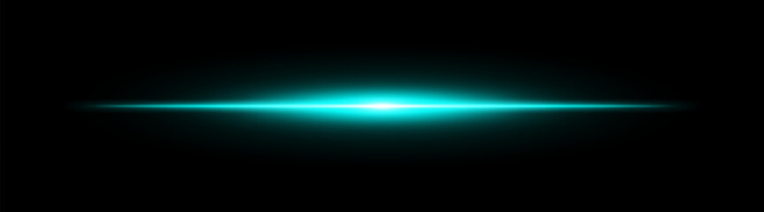 Bright horizontal blue beam. Central light burst with smooth radial fade on black background, ideal for sci-fi, energy or speed visuals.