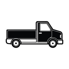 Truck Side View With Cargo Bed Outline Vector Illustration