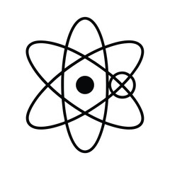 Atom Nucleus With Orbiting Electrons Outline Vector Illustration