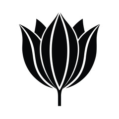 Tulip Silhouette Thick Black Lines Vector Illustration