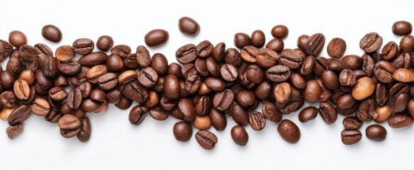 Fototapeta premium The assorted coffee beans arranged on a clean white background.