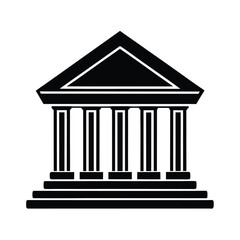 Bank Building Columns And Triangle Outline Vector Illustration
