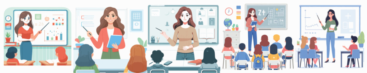 female character vector teaching in class